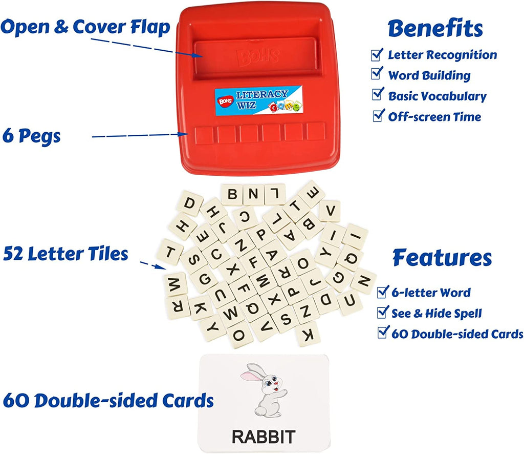 BOHS Literacy Wiz Fun Game -  Sight Words - 60 Flash Cards - Preschool Language Learning Educational Toys
