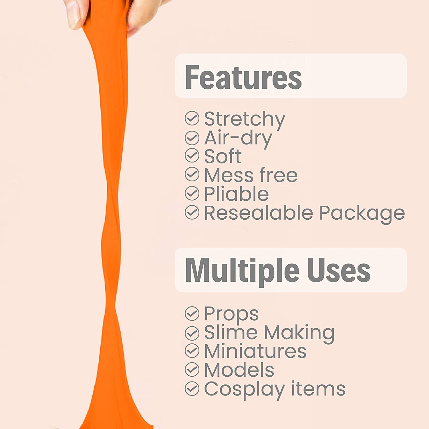 BOHS Orange Modeling Foam Clay - Squishy,Soft, Air Dry -for School Pro –  BOHS Toys