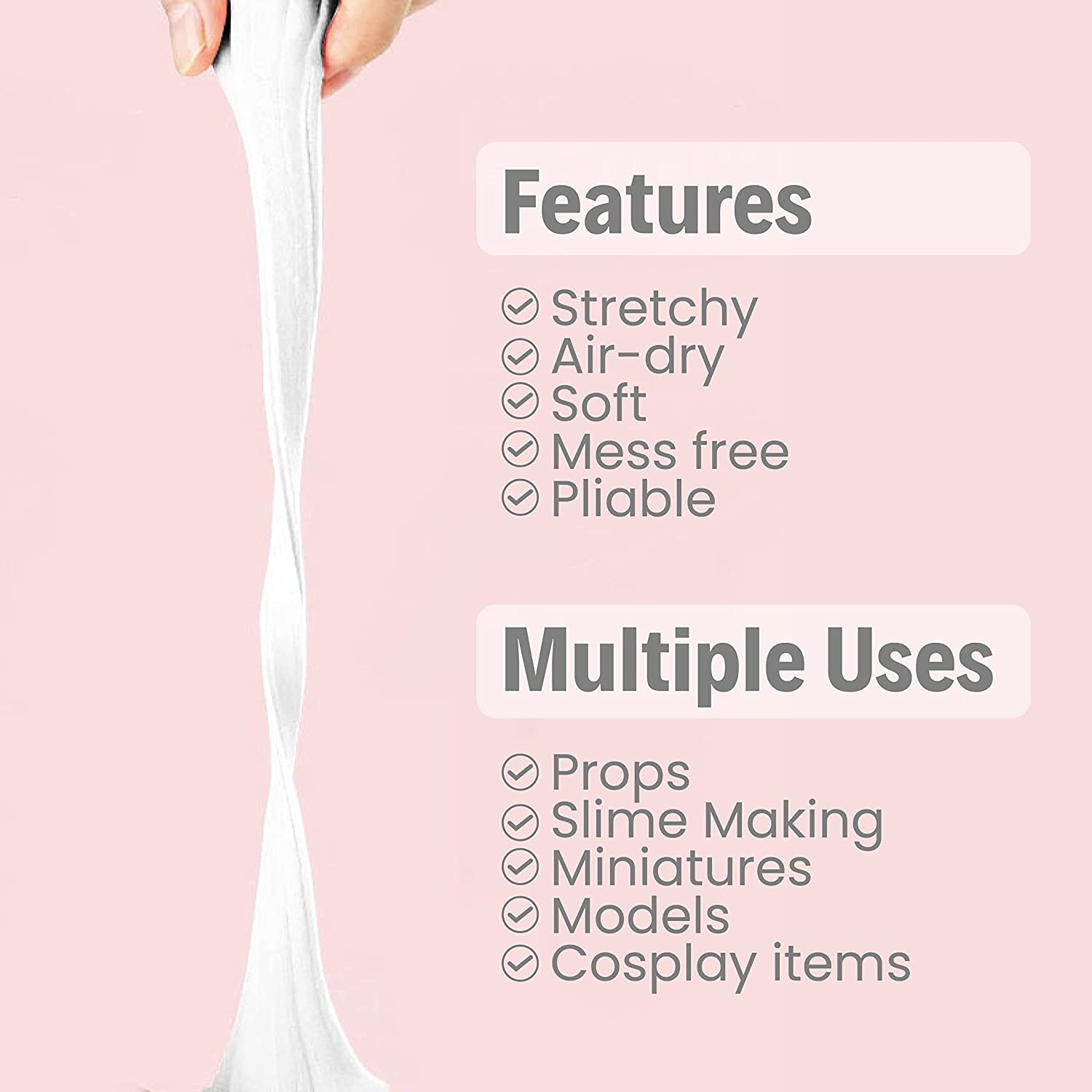 BOHS White Squishy Slime and Modeling Foam Clay, Air Dry, para proyectos escolares de artes y manualidades, 3 libras / 1.36 KG, edad 3 años y más 