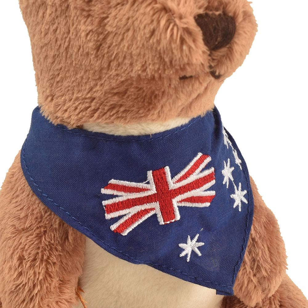 BOHS Plush Red Kangaroo with Australia Scarf and Detachable Joey - Huggable Soft Stuffed Mom and Baby Animals Toy- 11 Inches