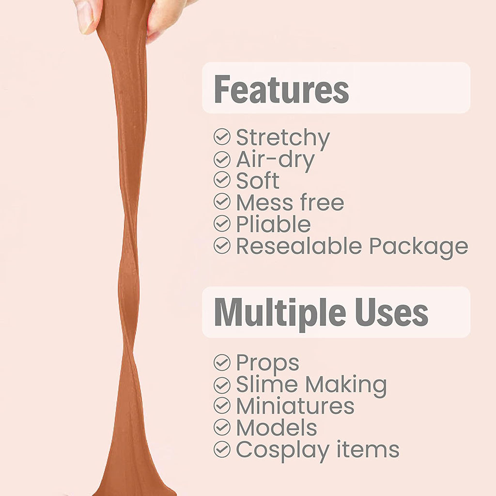 BOHS Milk Chocolate Brown Modeling Foam Clay - Squishy,Soft, Air Dry -for School Project,Cosplay,Fake Bake, Slime Supplies-1.1 Lbs/ 500 Grams