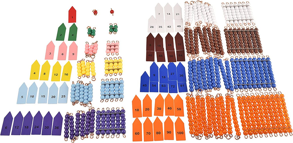 BOHS Montessori Bead Chains & Squares - Skip Counting,Multiplication & Square Number - Math Manipulatives Materials - Pre-K Learning Educational Toys