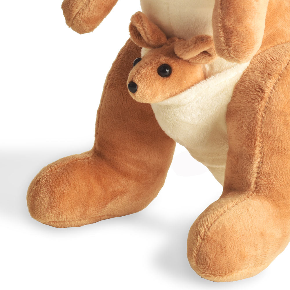BOHS Stuffed Kangaroo with Australia Scarf and Joey - Huggable Soft Animals Toy- 11.8 Inches