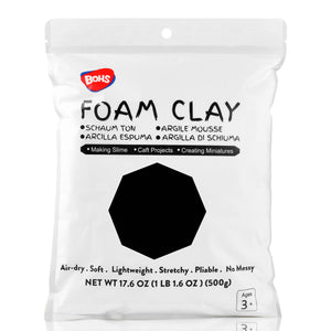 BOHS Black Modeling Foam Clay - Squishy,Soft, Air Dry -for School Project,Cosplay,Fake Bake, Slime Supplies-1.1 Lbs/ 500 Grams