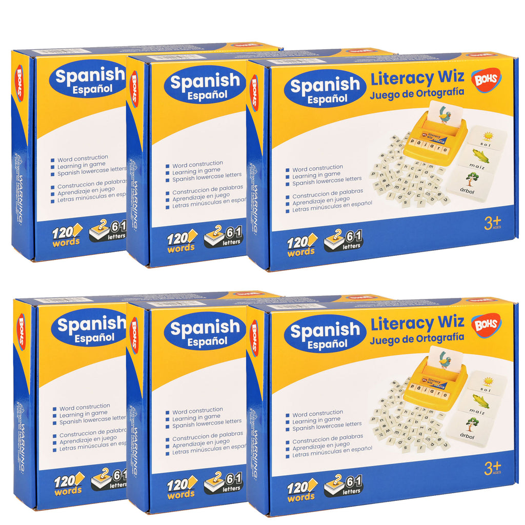 BOHS Spanish Literacy Wiz Fun Game - Espanol Lower Case 60 Flash Cards - Preschool Language Learning Educational Toys (Pack of 6)