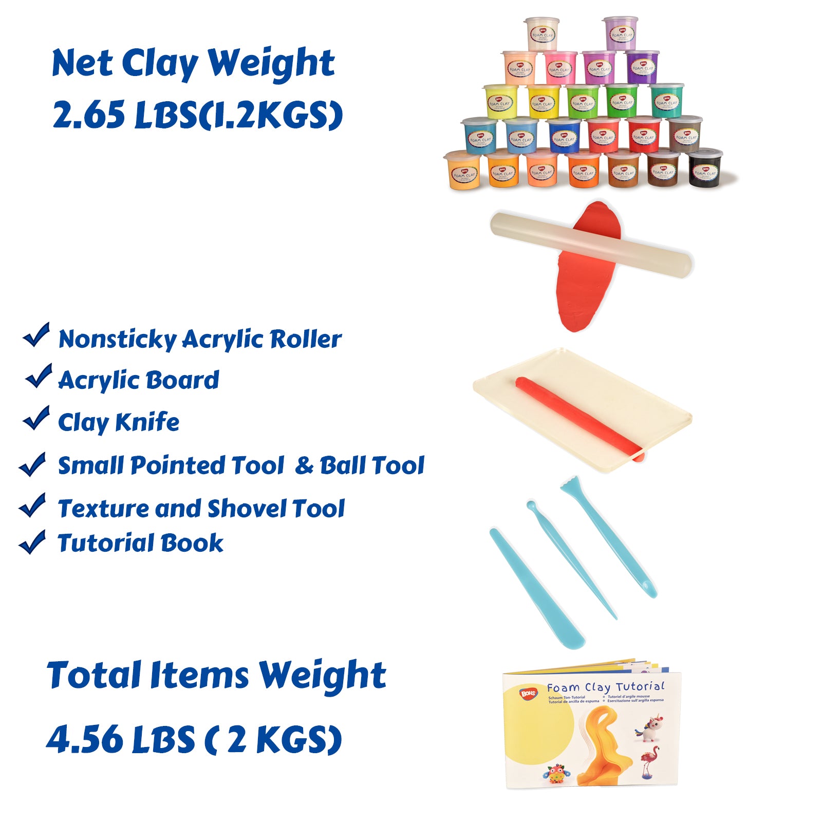 Creative Kids Air Dry Clay Kit • 30 Vibrant Colors & 3 Clay Tools •  Modeling Craft Kit for Kids ages 4+ - Whistle Emporium
