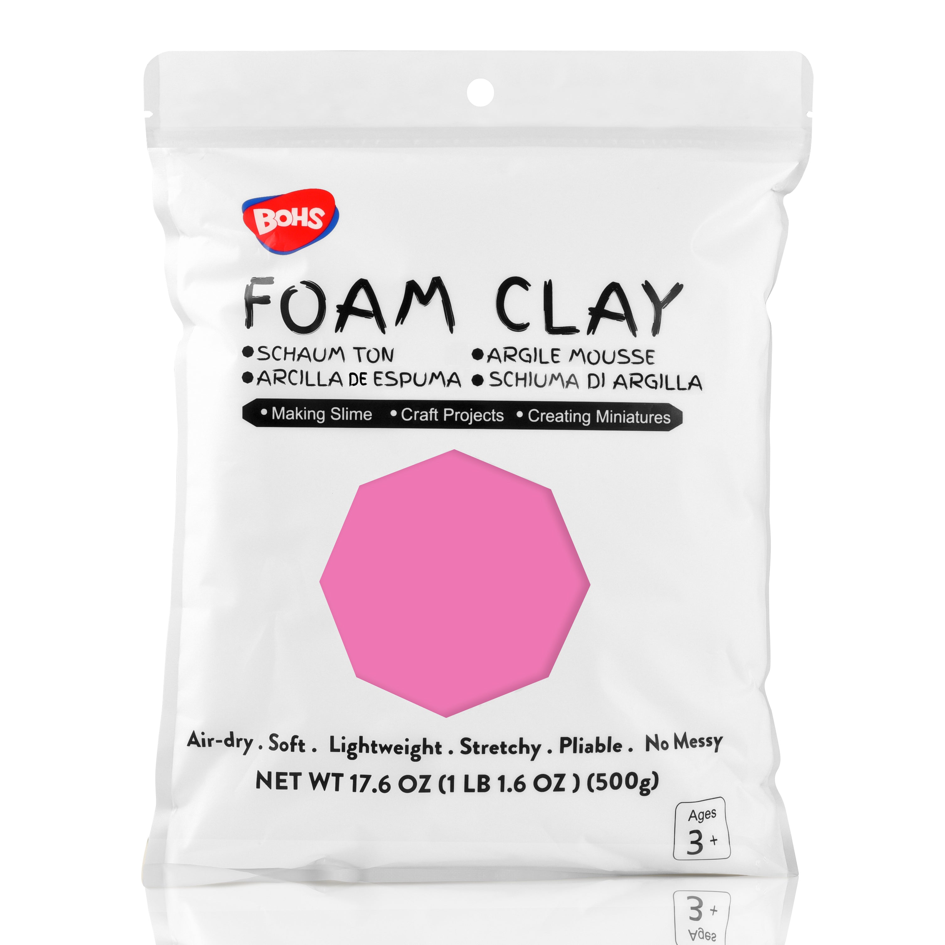 BOHS White Ultra-Light Slime and Foam Modeling Clay, Air Dry, para artes y manualidades preescolares, 1.1 lbs / 500 gramos