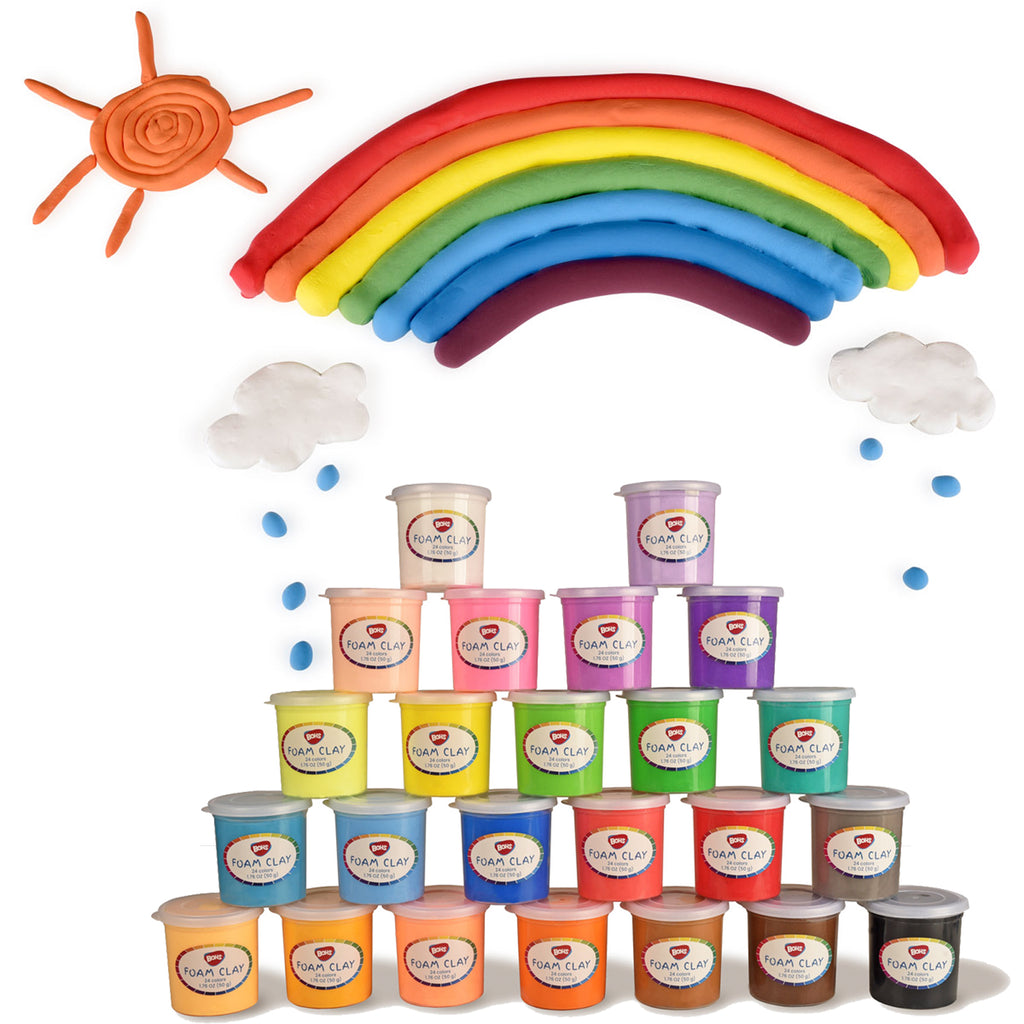 BOHS Squishy Slime and Modeling Foam Clay Kit for Kids, Air Dry, for School Arts & Crafts Project , 24 Colors ,1.76 OZ (50 Grams)/Color,Ages 3 & Up