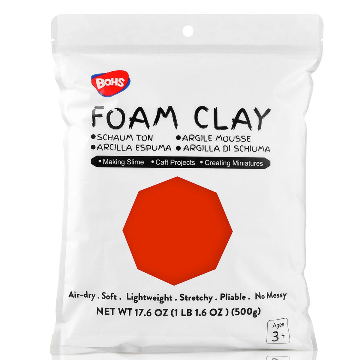 BOHS White Ultra-Light Slime and Foam Modeling Clay, Air Dry, para artes y manualidades preescolares, 1.1 lbs / 500 gramos
