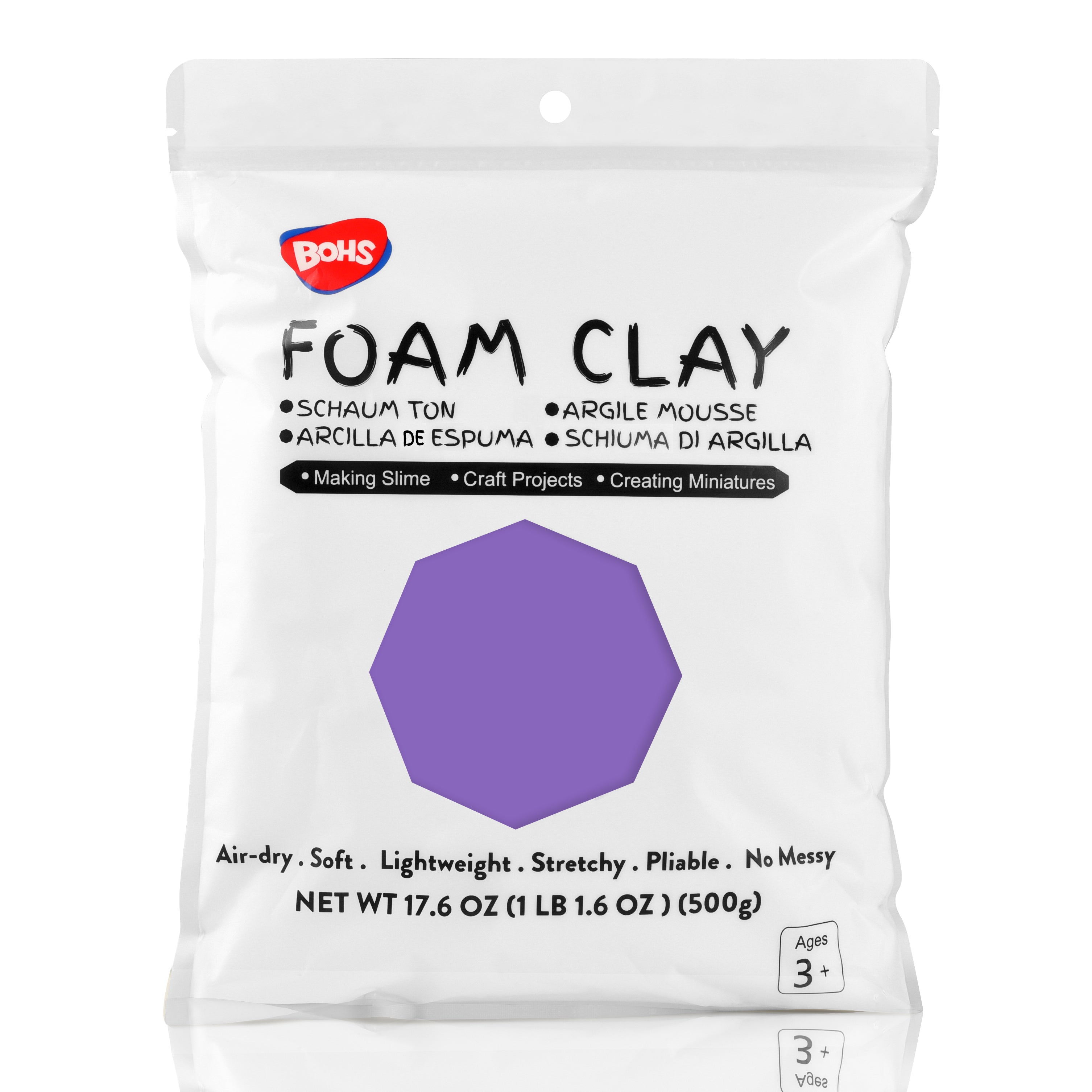 BOHS White Ultra-Light Slime and Foam Modeling Clay, Air Dry, para artes y manualidades preescolares, 1.1 lbs / 500 gramos